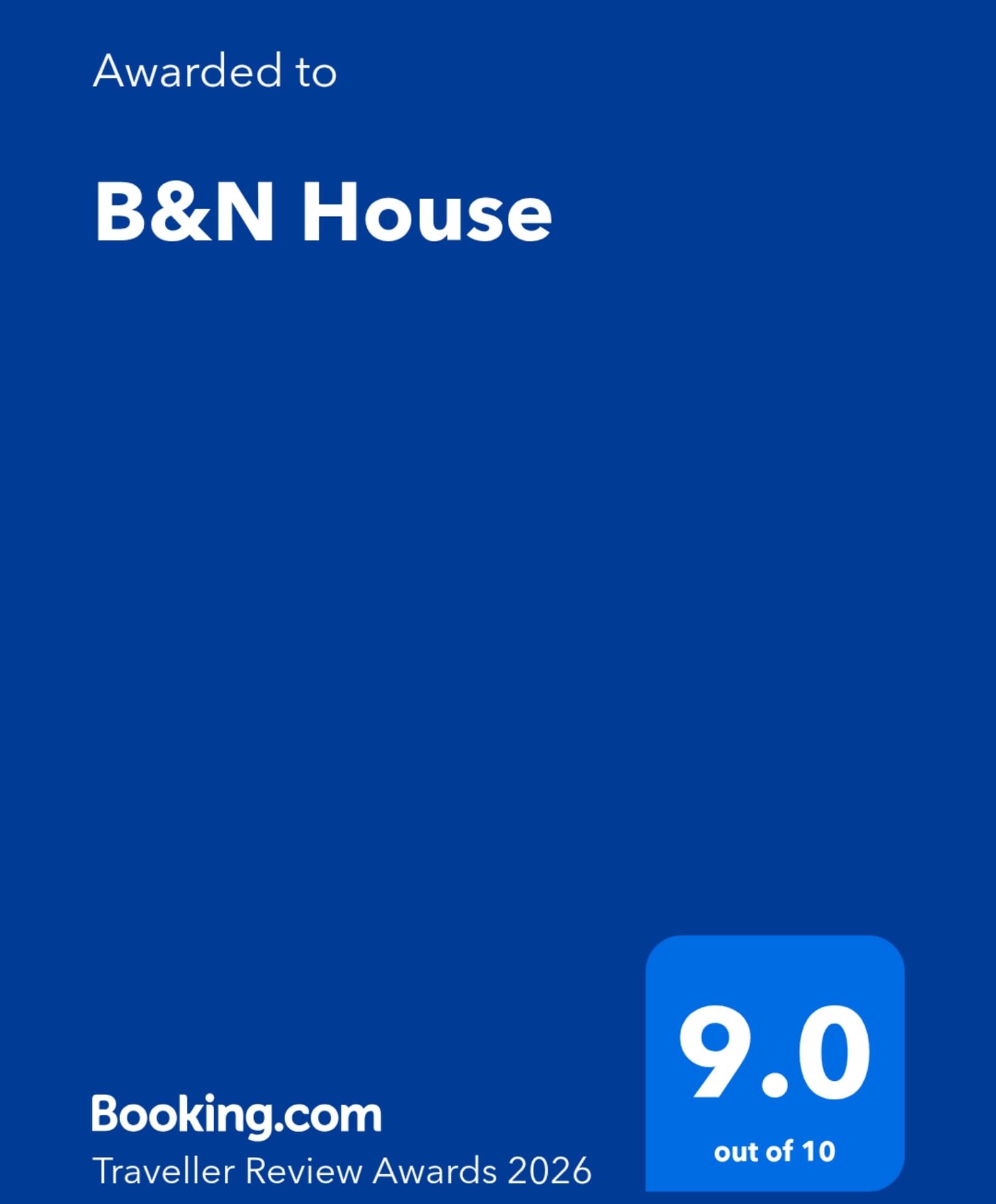 Booking.com Traveller Review Award 2026